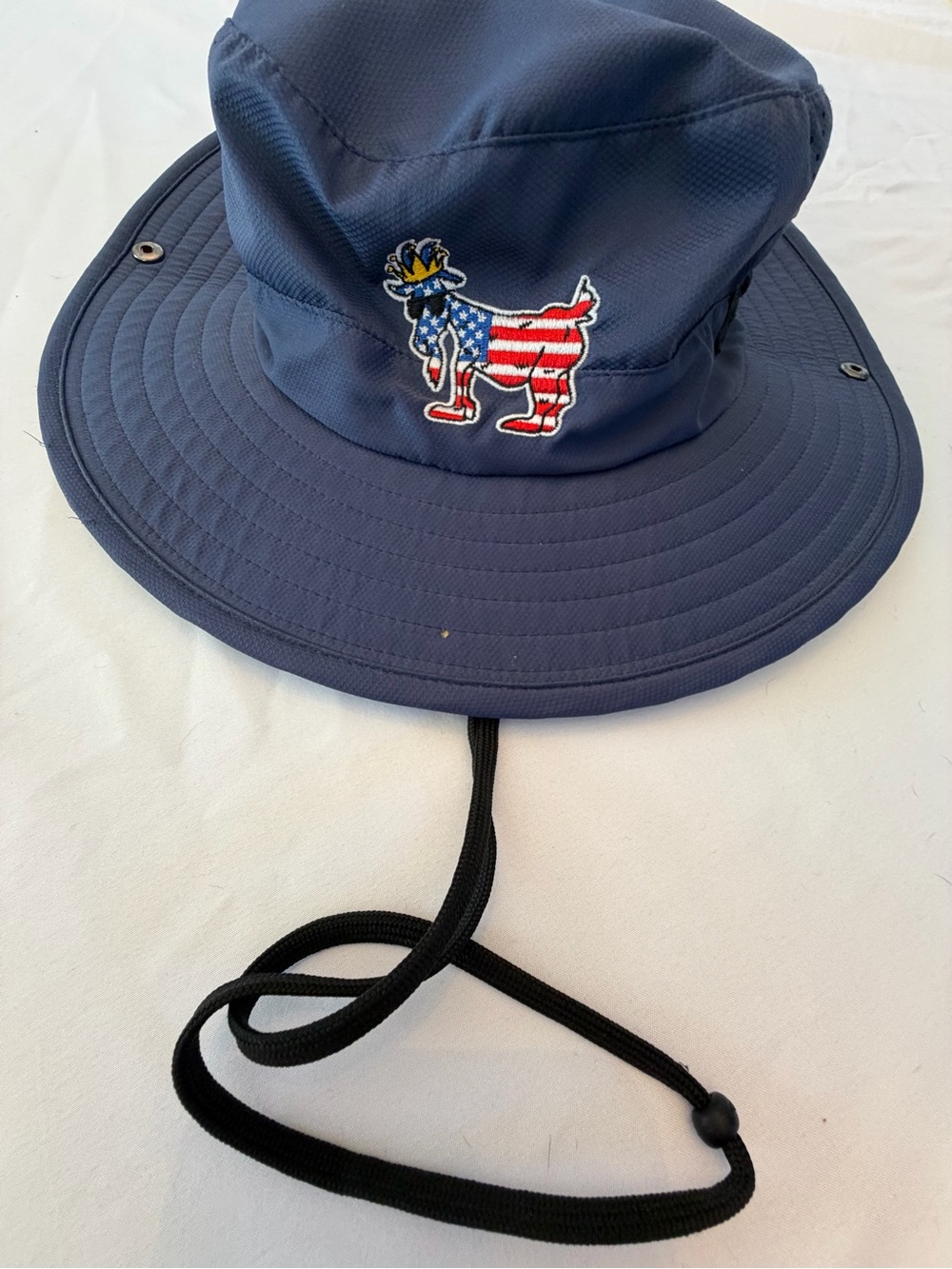 Navy Bucket Hat with American Flag Goat Patch